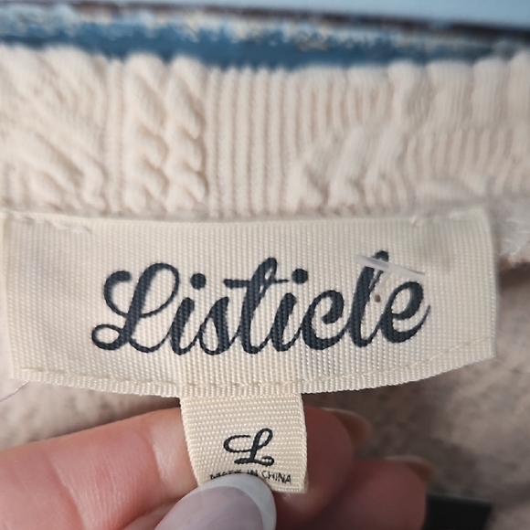 Listicle Cream Ribbed Tie Front Long Sleeve Dress - Picture 2 of 12